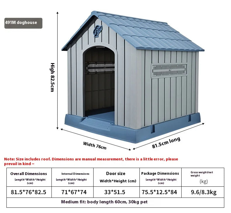 Waterproof Outdoor Dog House for Large Dogs Durable Pet Kennel with Removable Washable Cushion All Season Use