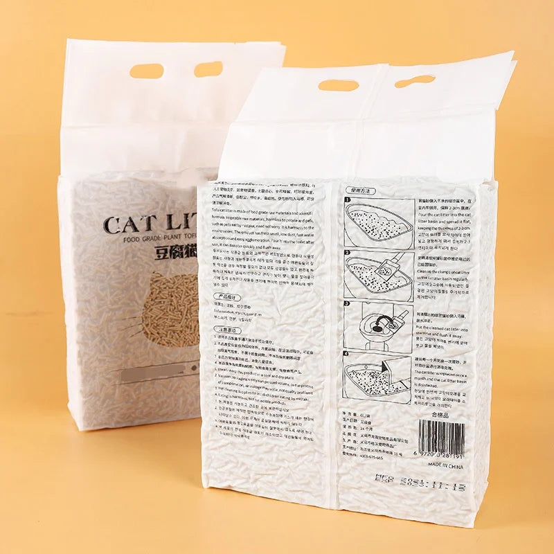 6-Liter Pack Natural Soybean Residue Cat Litter Tofu Eco-Friendly Four Scents Available Cat Litter Alternative