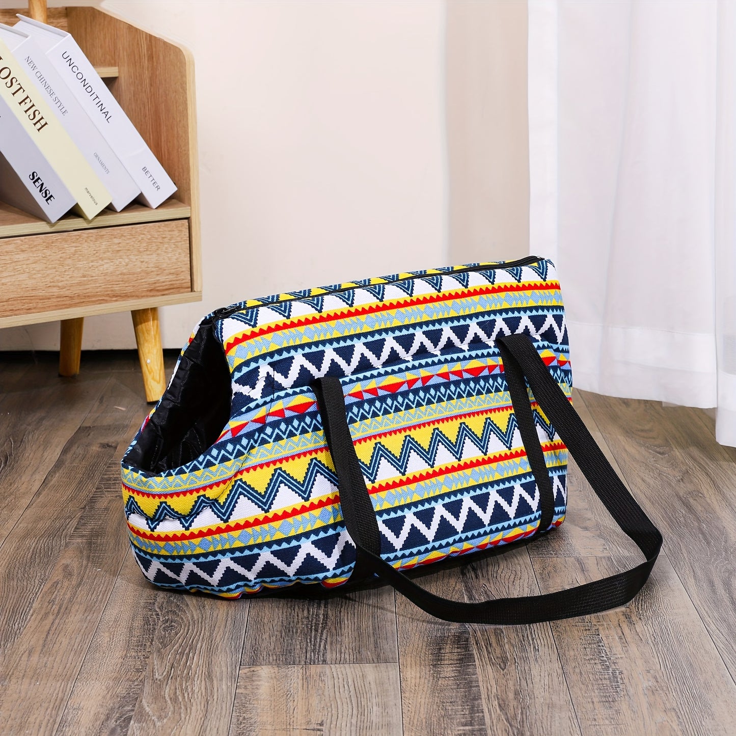 Portable Cat Carrier Bag with Zipper - Washable Polyester, Shoulder Strap for Small to Medium Cats