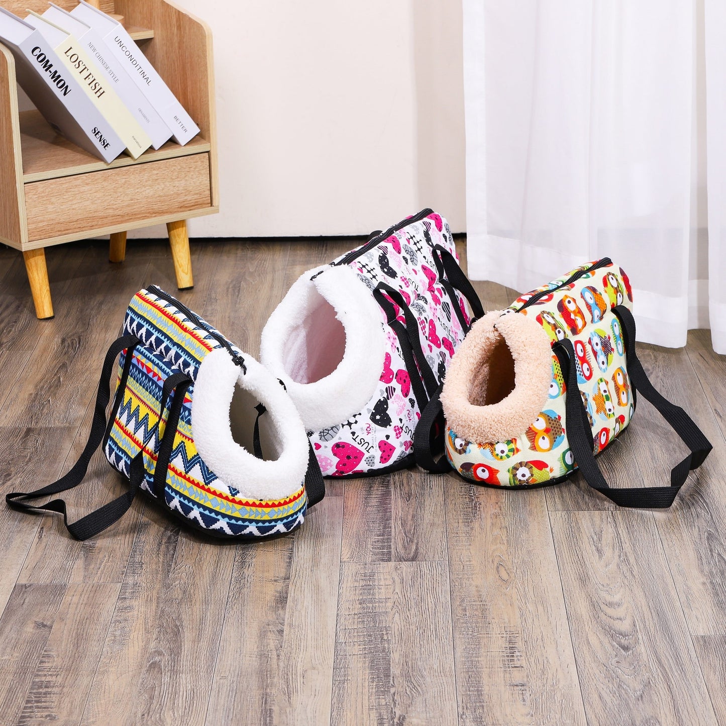 Portable Cat Carrier Bag with Zipper - Washable Polyester, Shoulder Strap for Small to Medium Cats